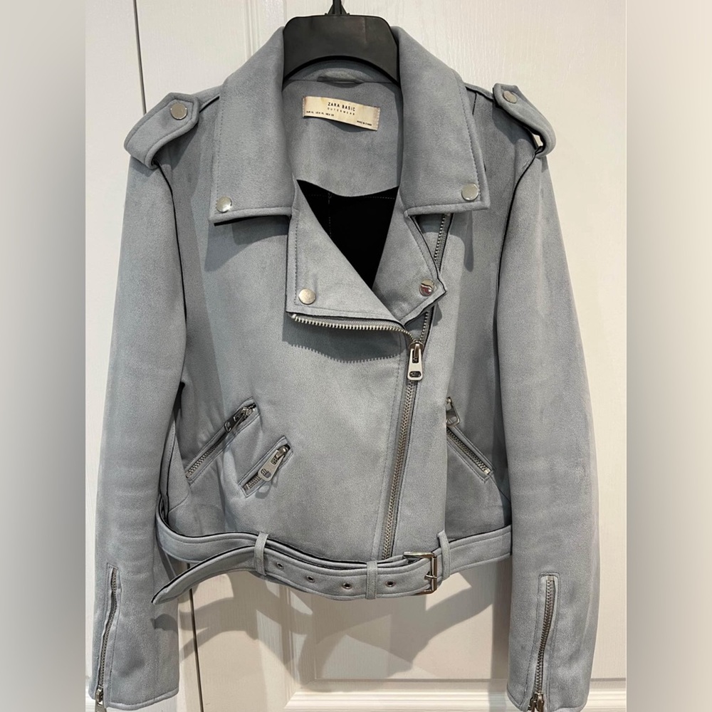 Stylish Gray Women's Biker Jacket